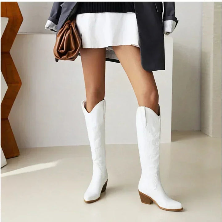 W&W Mode | Kniehohe Cowboystiefel Aus Wildleder Für Damen