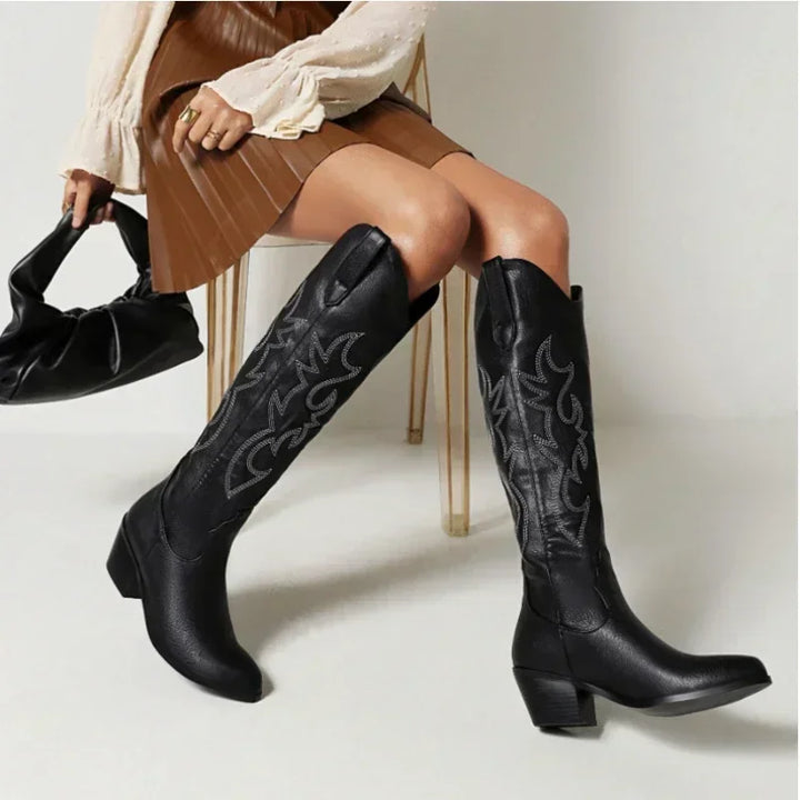 W&W Mode | Kniehohe Cowboystiefel Aus Wildleder Für Damen