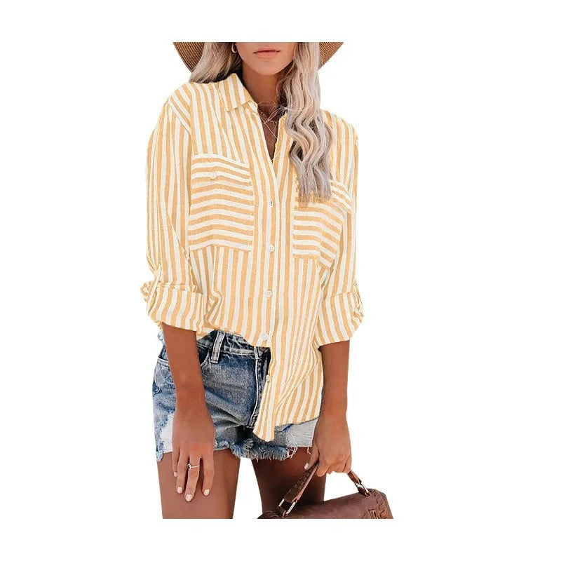 W&W Mode | Klassisch Gestreiftes Button Down Hemd Für Damen