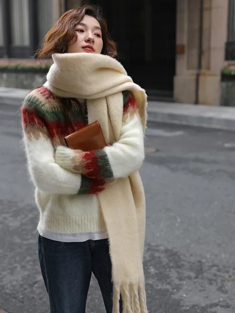 W&W Mode - Hässlicher Weihnachtspulli - Dick gestrickter Pullover mit Retro-Muster
