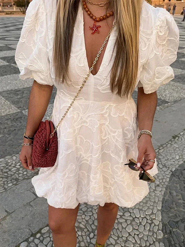 W&W Mode | Kleid Mit Bestickten Puffärmeln Für Frauen