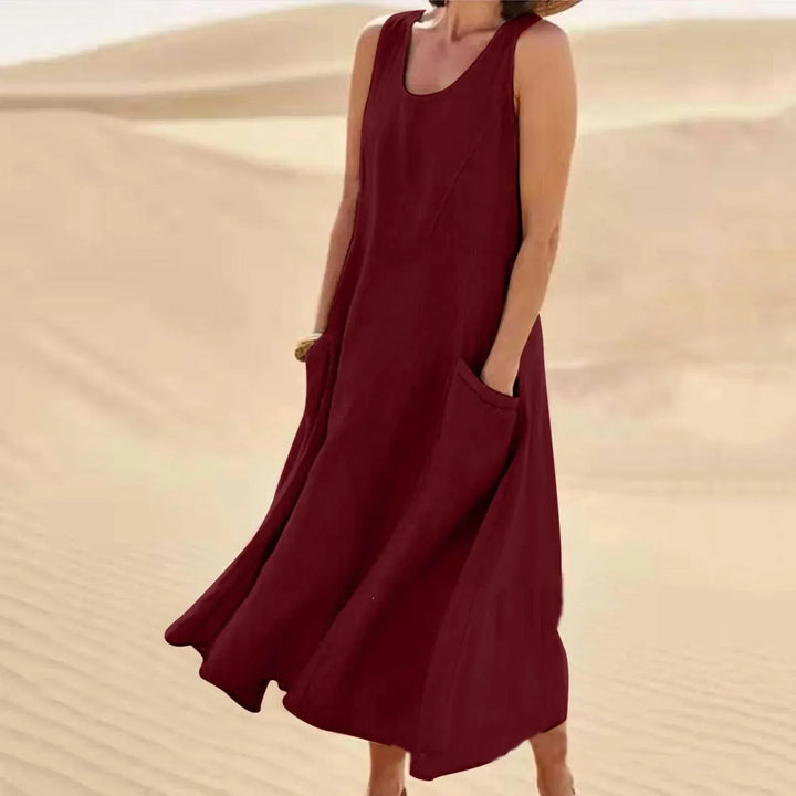 W&W Mode | Ärmelloses Leinenkleid mit Taschen für Damen