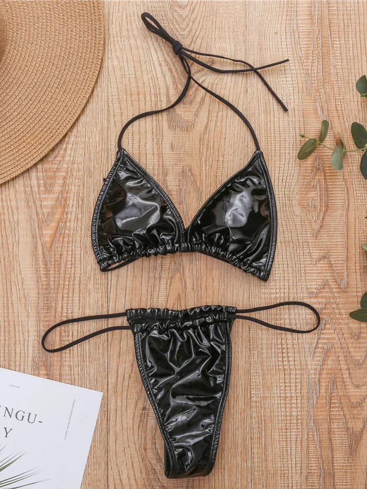Brasilianischer Bikini mit niedriger Taille aus Polyester und Elastan