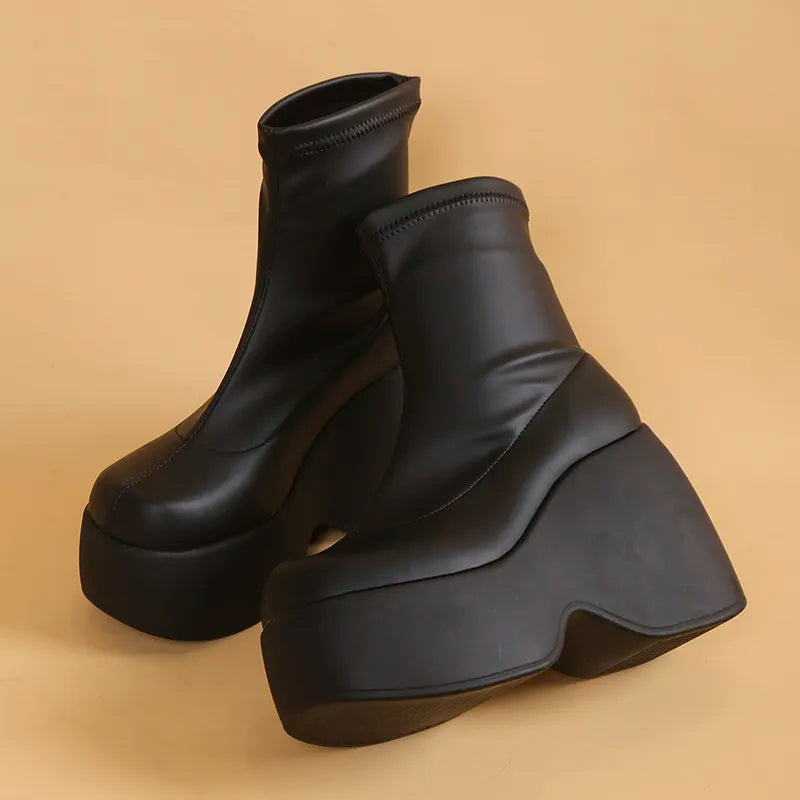W&W Mode | Gothic Chunky Platform Stiefeletten mit Reißverschluss