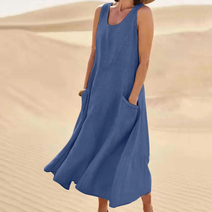 W&W Mode | Ärmelloses Leinenkleid mit Taschen für Damen
