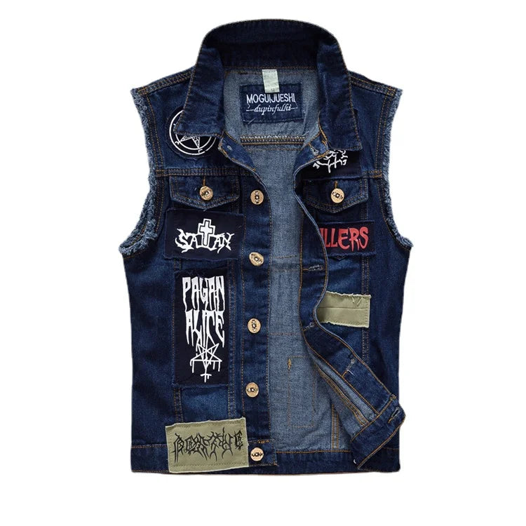 W&W Mode | Jeansweste Mit Patches Für Herren
