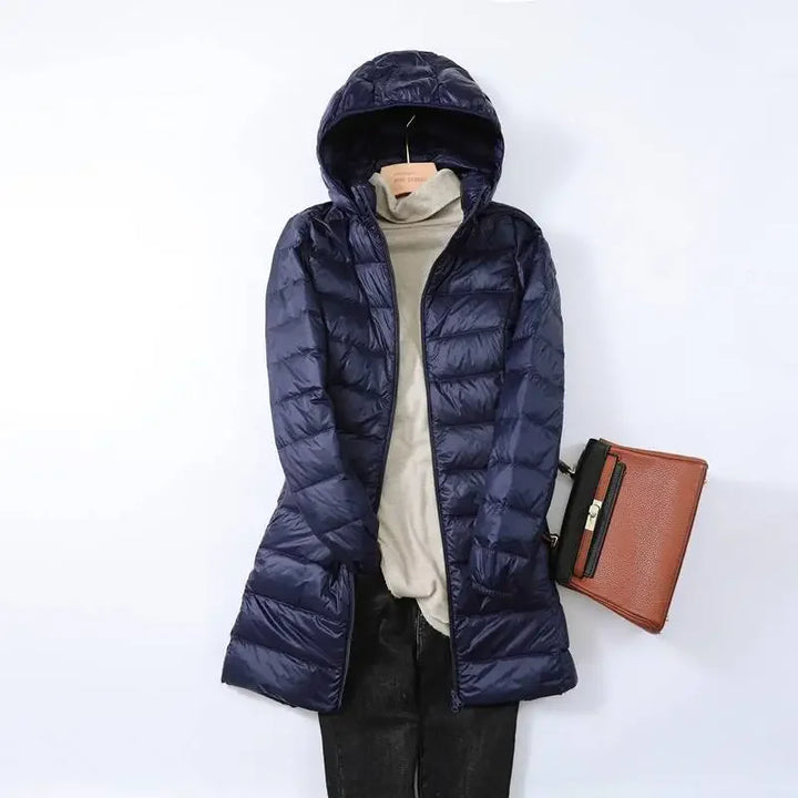 W&W Mode - Damen tragbarer Puffer-Mantel mit abnehmbarer Kapuze