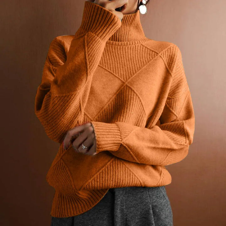 W&W Mode - Damen einfarbiger hoher Kragen Pullover
