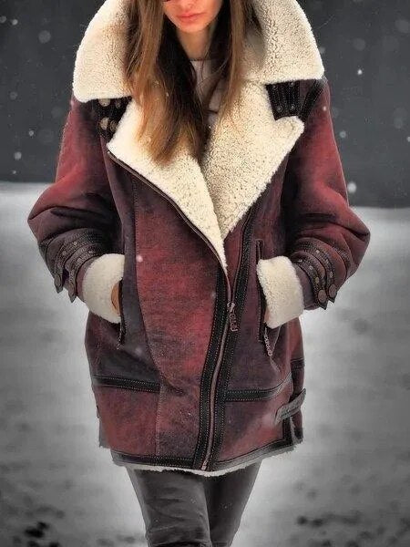 W&W Mode - Wildleder-Sherpa-Jacke für Frauen