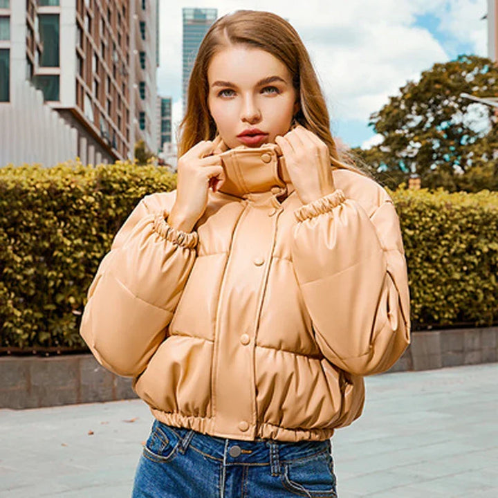 W&W Mode | Gepolsterte Lederjacke für Damen