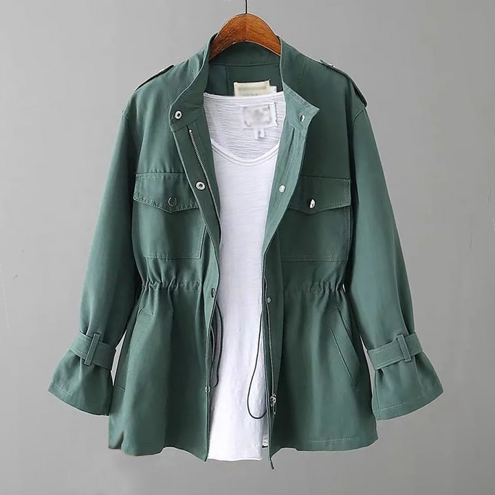 W&W Mode - Einfarbige Jacke Mit Kordelzug Für Frauen