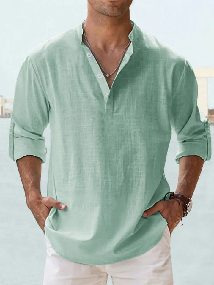 W&W Mode | Luftiges Leinenhemd Mit Henley Kragen