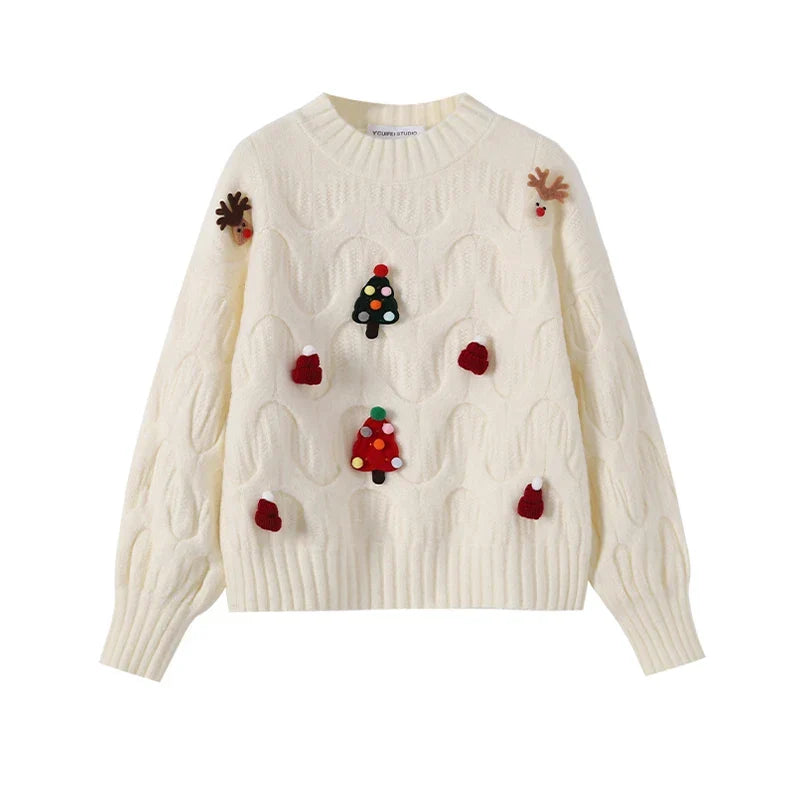 W&W Mode - Hässlicher Weihnachtspulli - Damen Weihnachtspullover im Vintage-Stil