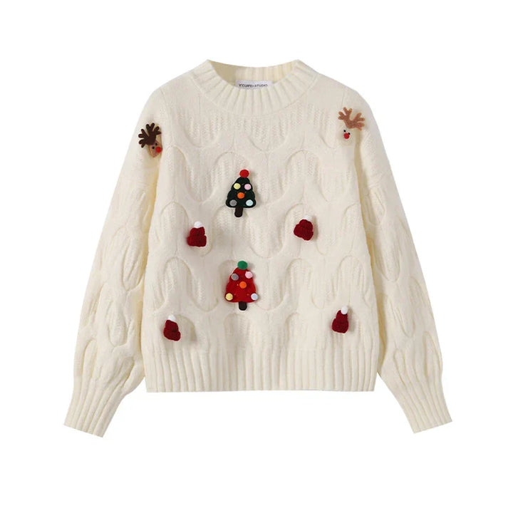 W&W Mode - Hässlicher Weihnachtspulli - Damen Weihnachtspullover im Vintage-Stil