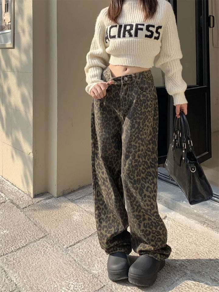 W&W Mode | Modische Leopardenmuster Jeans Für Damen