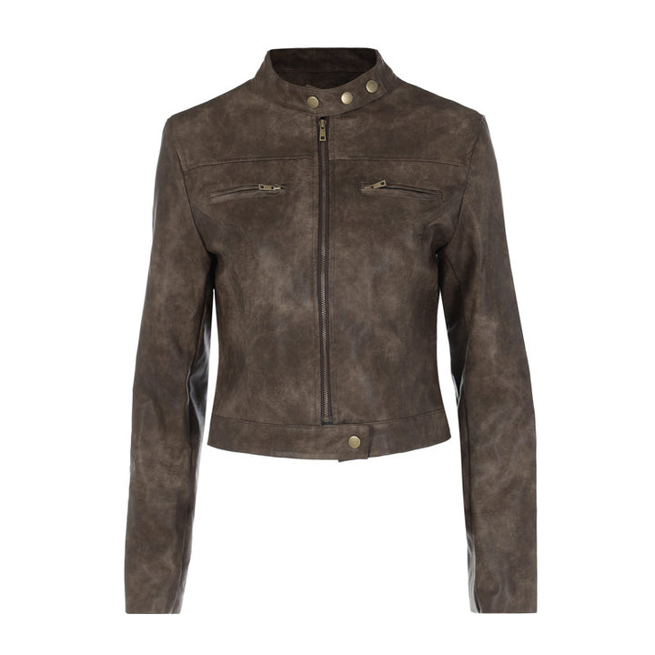 W&W Mode | Vintage Kunstlederjacke mit Reißverschlusstaschen