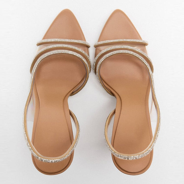W&W Mode Elegante High-Heeled Sandalen | Stiletto Slingback Peep Toe Schuhe