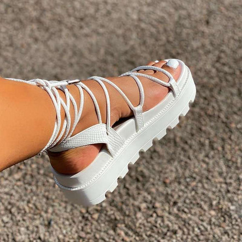 W&W Mode | Sandalen Im Gladiator Stil Mit Dicker Sohle Für Damen