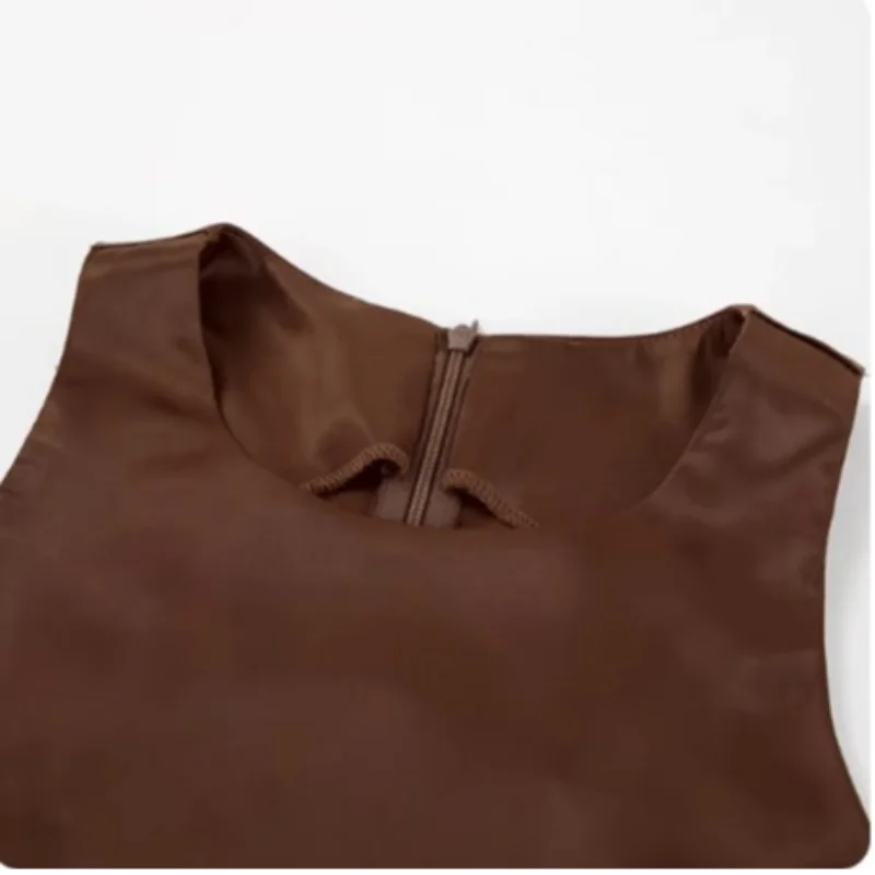W&W Mode | Einfarbiges Satin Ärmelloses Maxikleid