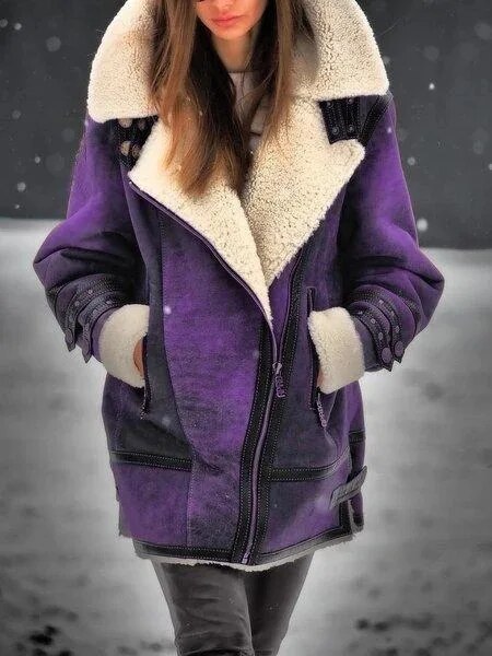 W&W Mode - Wildleder-Sherpa-Jacke für Frauen