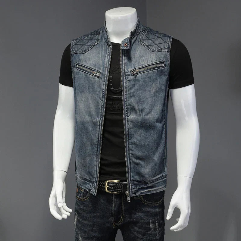 W&W Mode | Retro Herren Distressed Jeansjacke