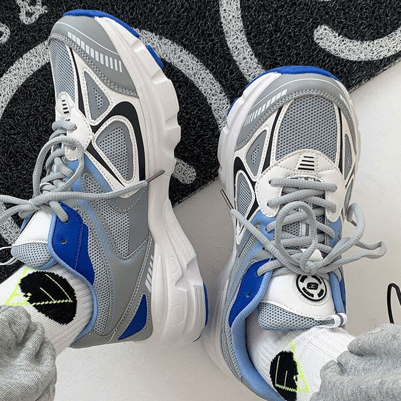 W&W Mode | Mehrfarbige Mesh Sneaker Mit Dicker Sohle Für Damen