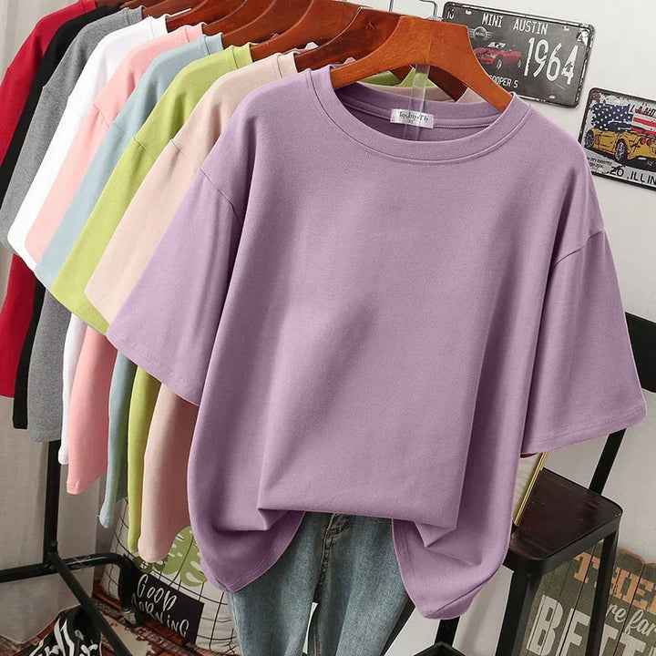 W&W Mode | Kuscheliges Baumwoll-Basic T-Shirt In Übergröße für Frauen