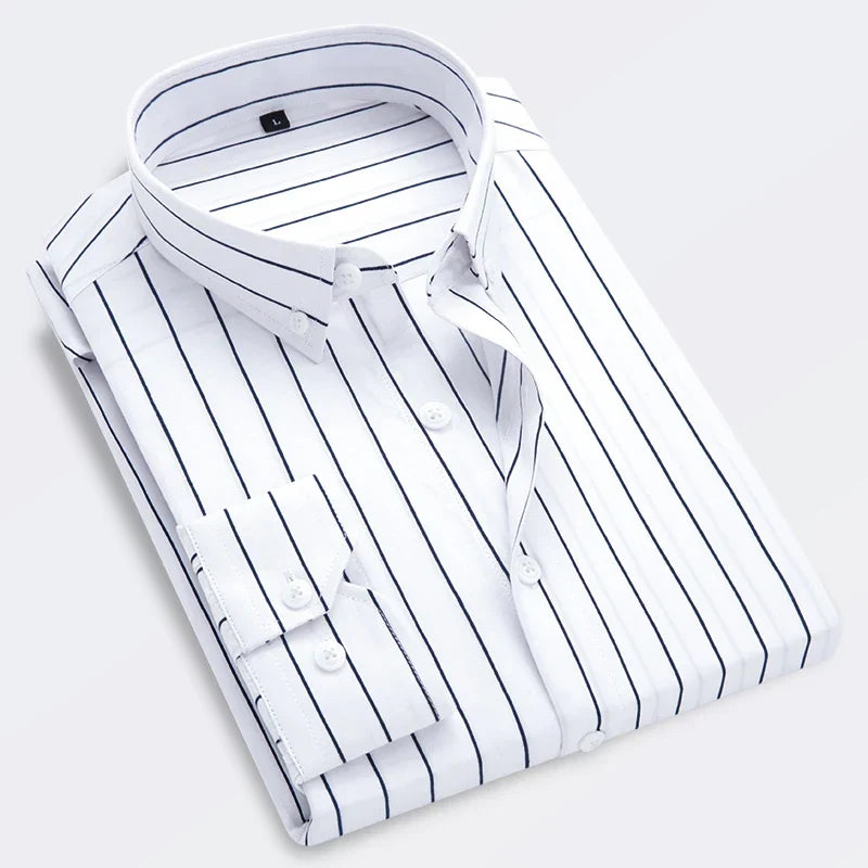 W&W Mode | Gestreiftes Hemd Für Männer Mit Langen Ärmeln Slim Fit