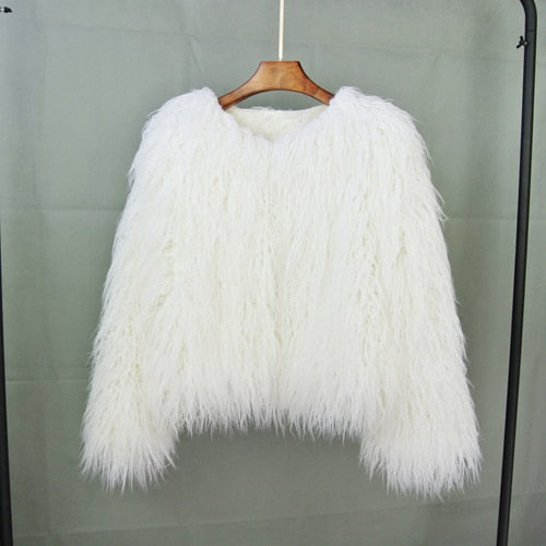 W&W Mode Mantel für Damen, dicker, warmer Kunstpelzmantel
