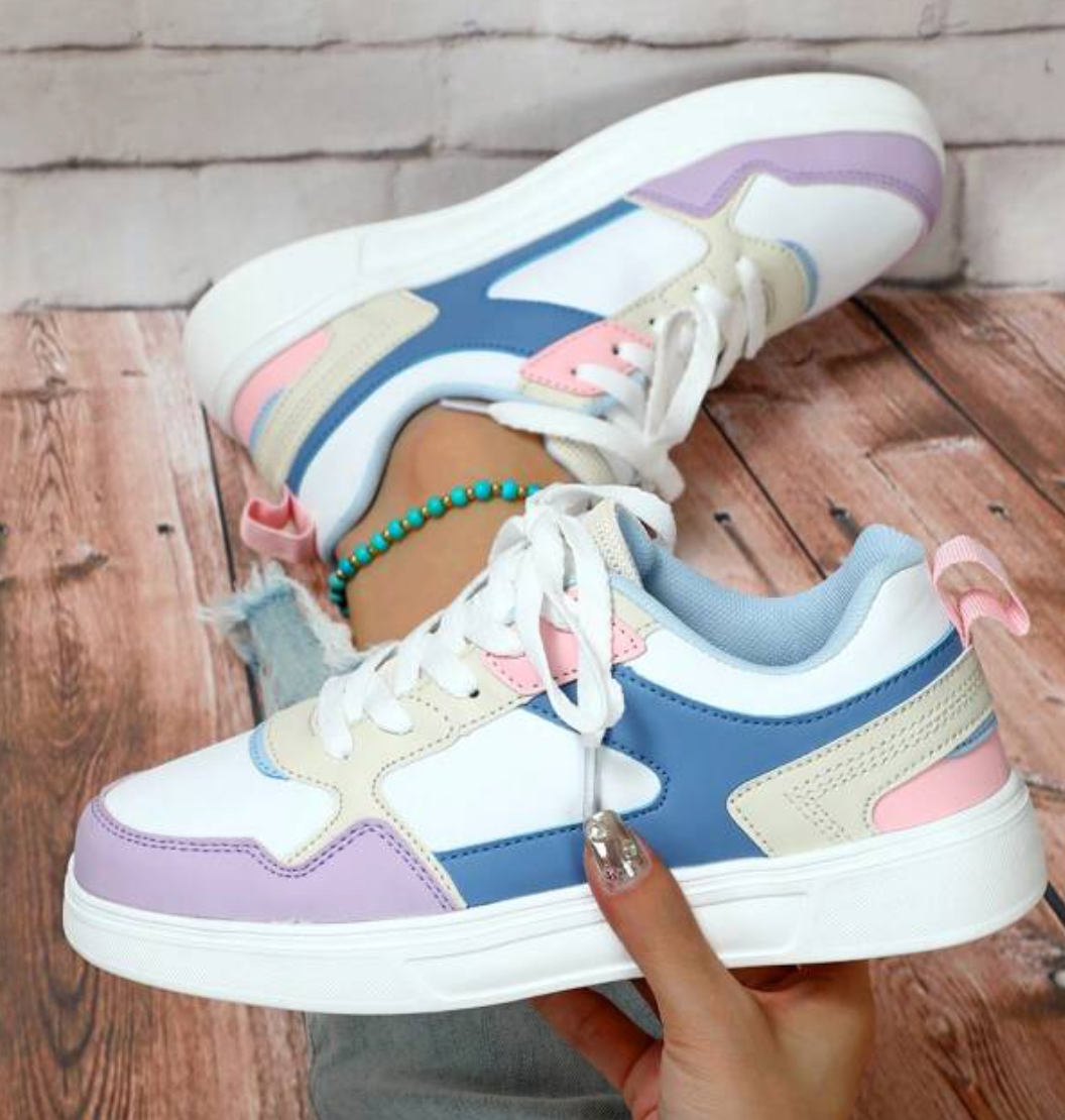 W&W Mode | Pastellfarbene Colorblock Sneakers Mit Klobiger Sohle Für Damen