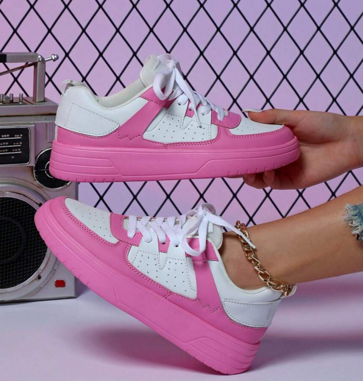 W&W Mode | Pastellfarbene Colorblock Sneakers Mit Klobiger Sohle Für Damen