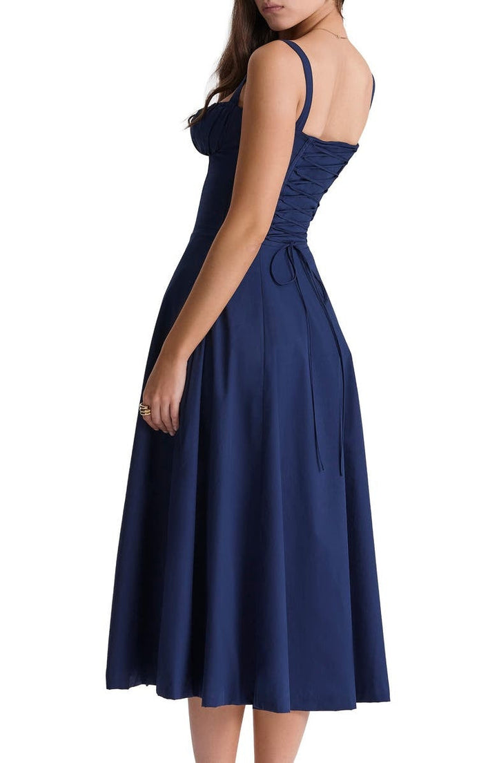 W&W Mode | Ärmellos Rückenkrawatte Midikleid Sonnenkleid
