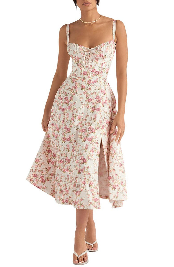 W&W Mode | Ärmellos Rückenkrawatte Midikleid Sonnenkleid