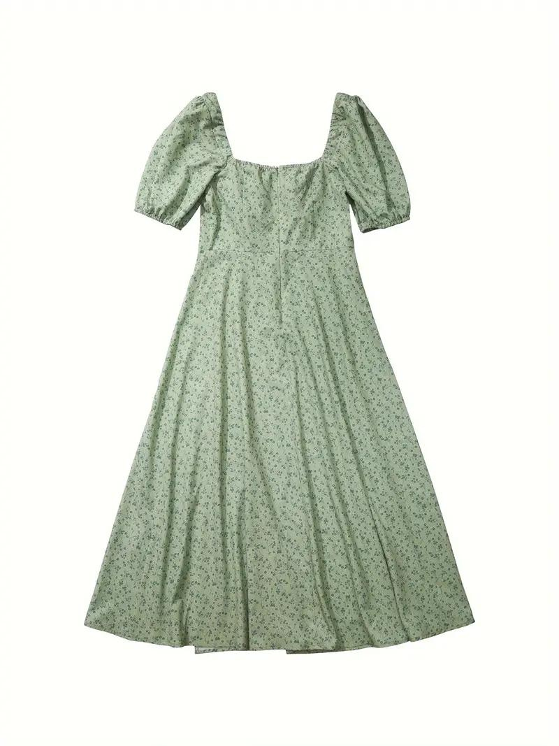 W&W Mode | Blumendruck Puffärmel Sommerkleid Maxikleid