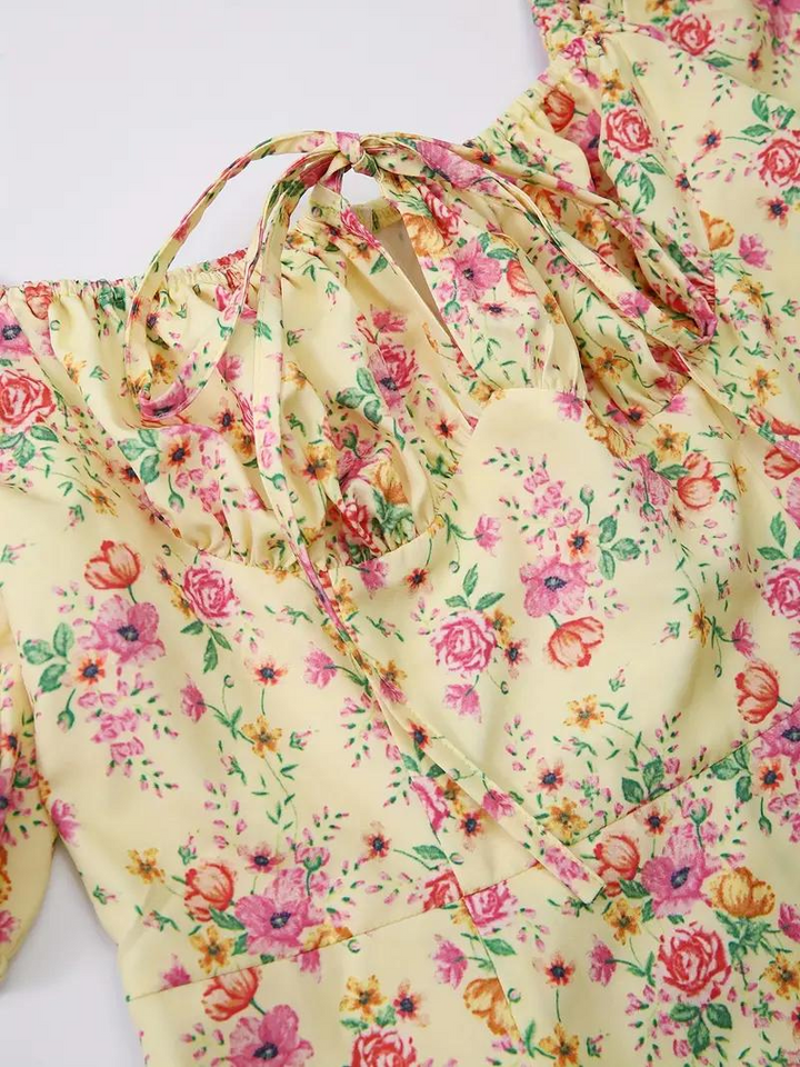 W&W Mode | Blumendruck Puffärmel Sommerkleid Maxikleid
