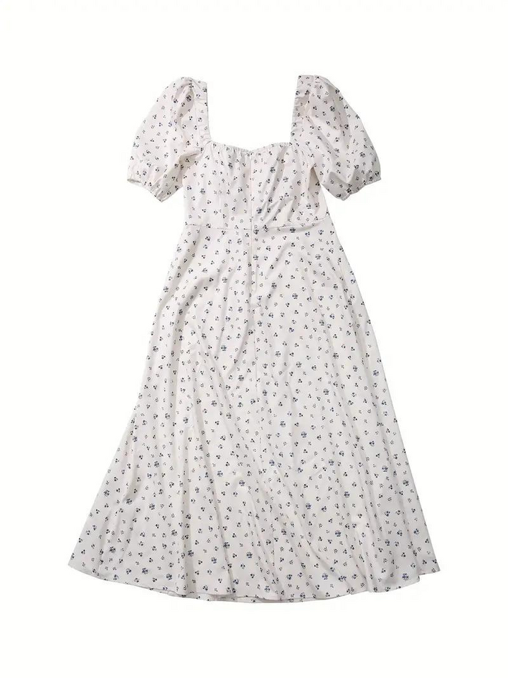 W&W Mode | Blumendruck Puffärmel Sommerkleid Maxikleid