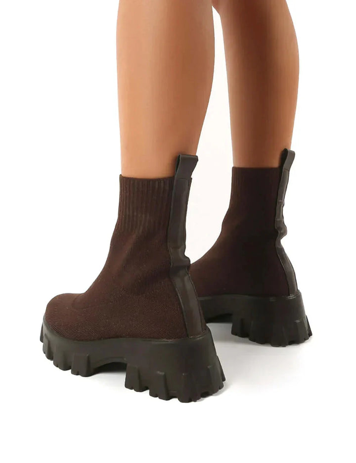 W&W Mode | Klobig Plateau Sockenstiefel Damenstiefel