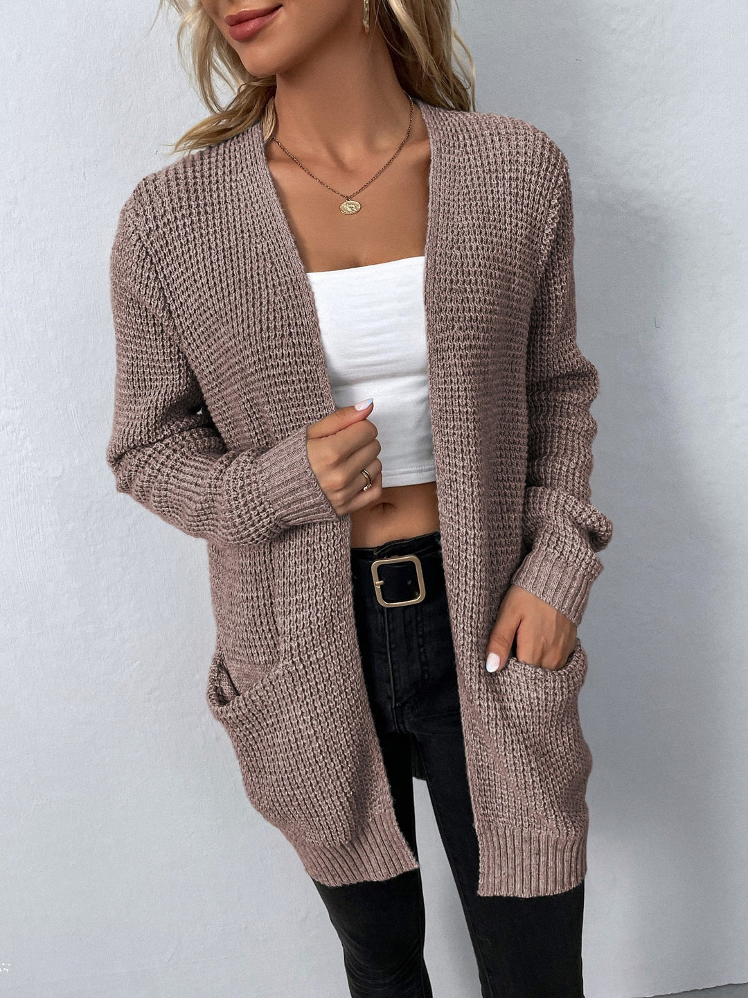 W&W Mode - Damen W&W Mode mit langen Ärmeln, offener Front und Taschen