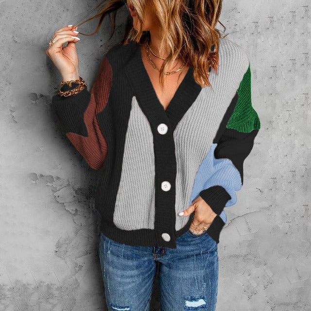W&W Mode | Strickjacke In Kontrastfarbe