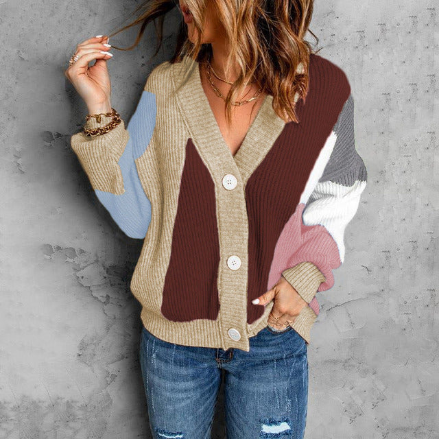 W&W Mode | Strickjacke In Kontrastfarbe