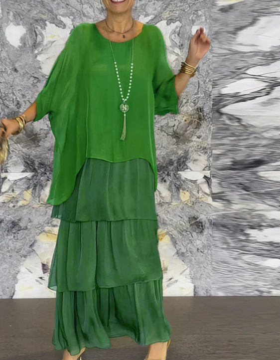 W&W Mode | Elegantes Maxikleid mit weitem Rundhalsausschnitt