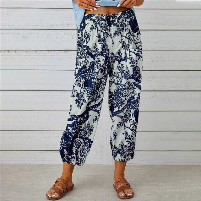 W&W Mode - Sommerhose mit elastischer Taille und Druckmuster
