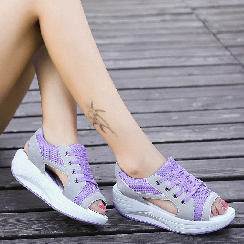 W&W Mode | Orthopädische Muffin Sandalen mit Ausschnitt und Schnürung