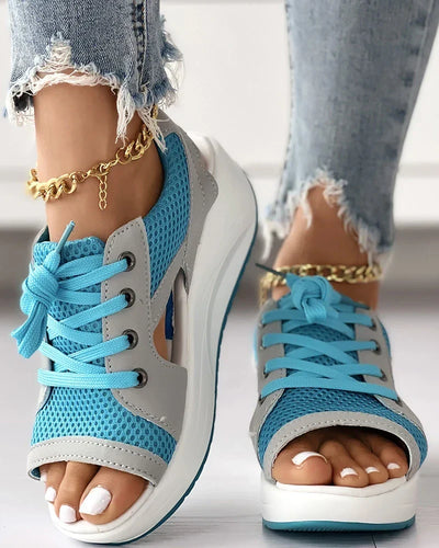W&W Mode - Orthopädische Muffin-Sandalen mit Ausschnitt und Schnürung
