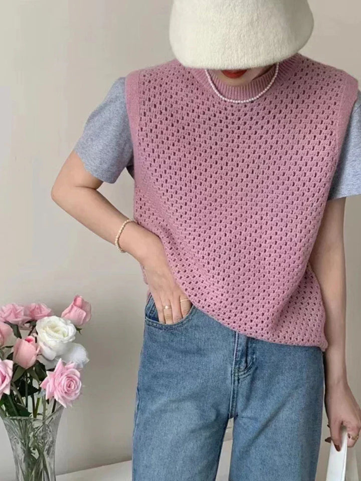 W&W Mode | Ärmelloser Strickpullover für Damen