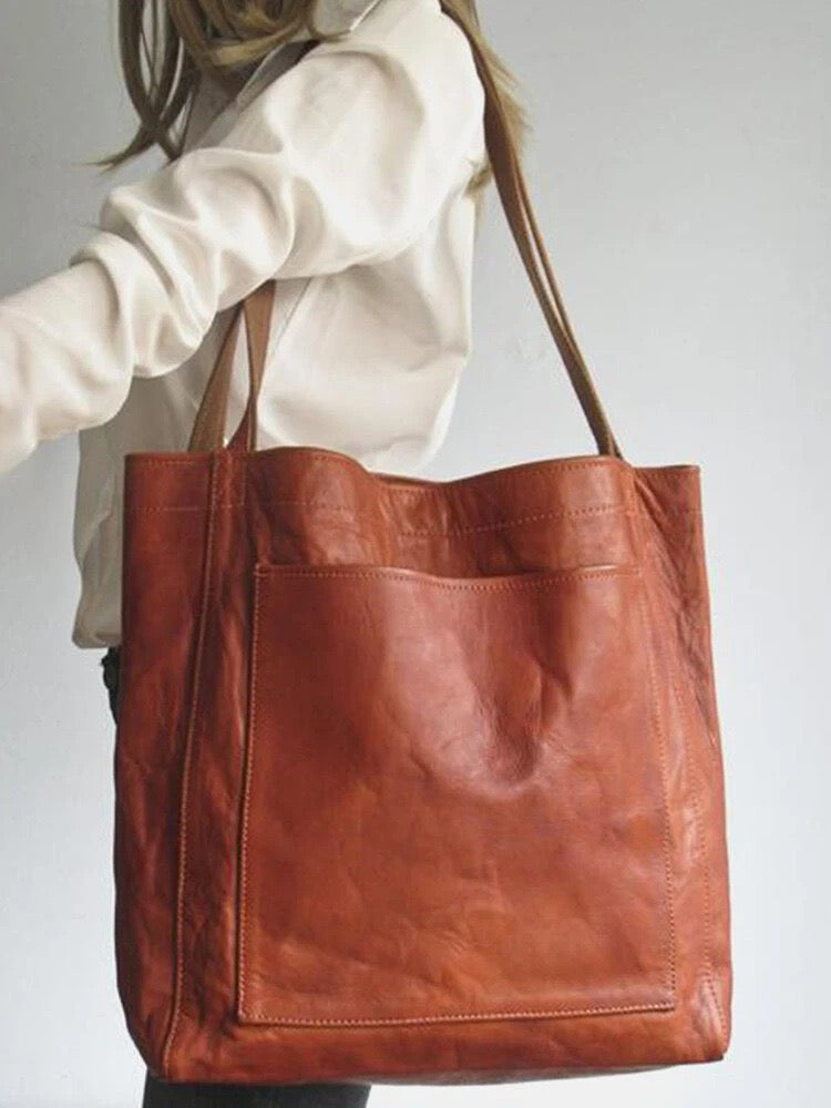 Damen-Schultertasche aus veganem Leder mit großzügigem Stauraum