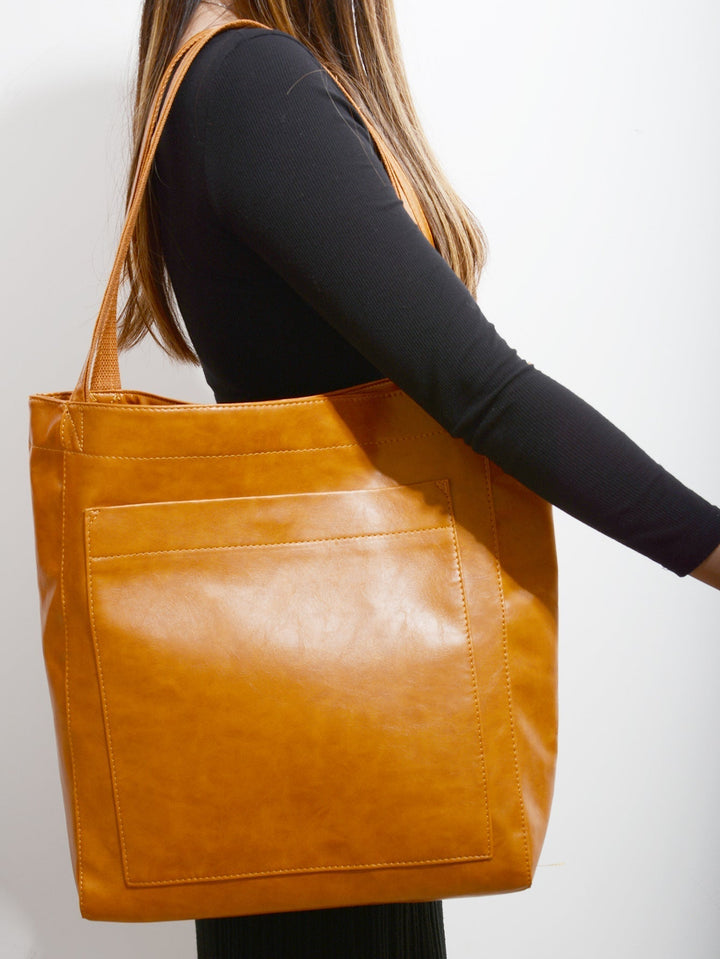 Damen-Schultertasche aus veganem Leder mit großzügigem Stauraum