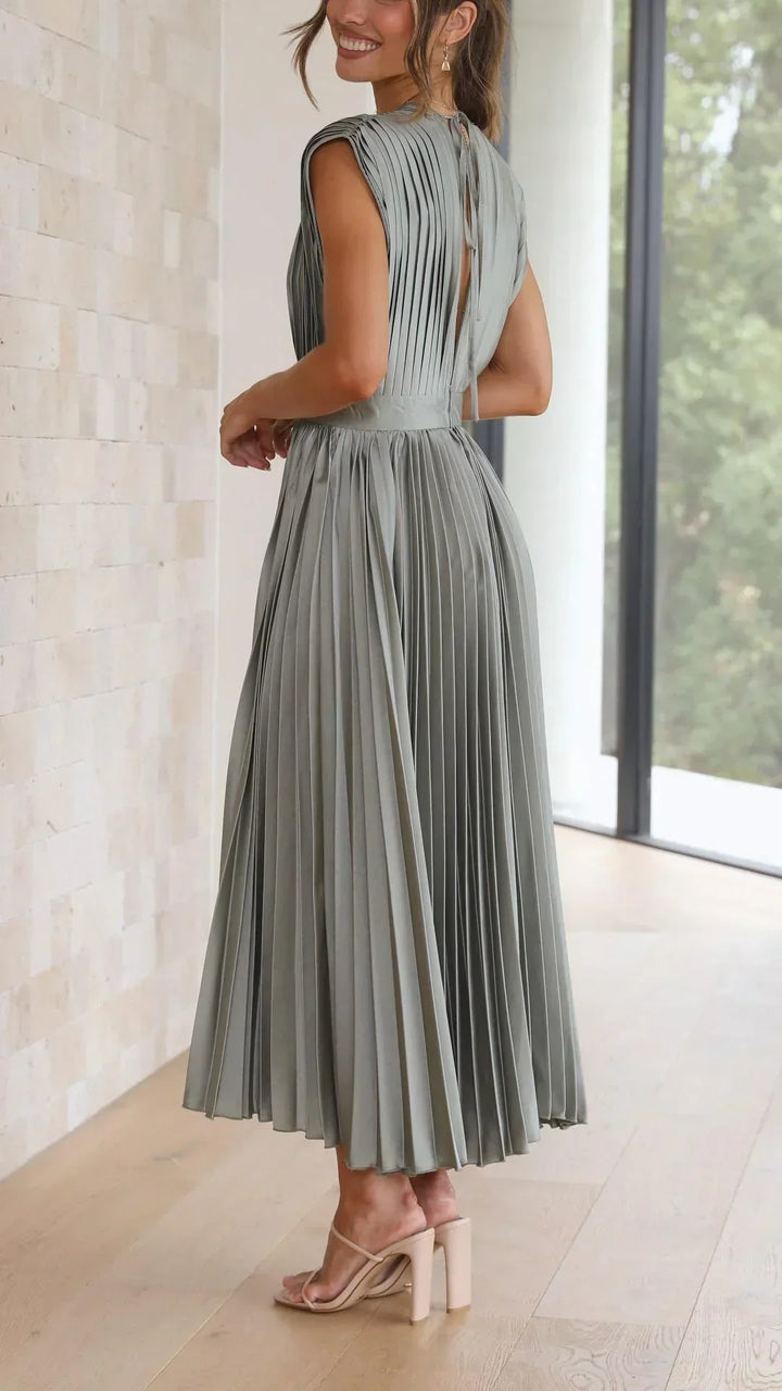 W&W Mode | Elektrisch Plissiertes, Elegantes Ärmelloses Kleid