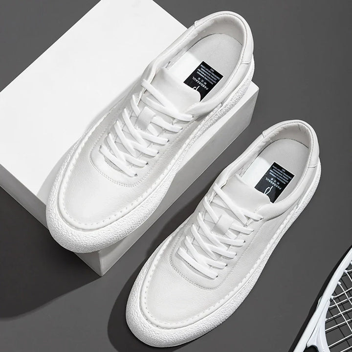 W&W Mode | Premium Leder Sneakers Mit Weißer Sohle