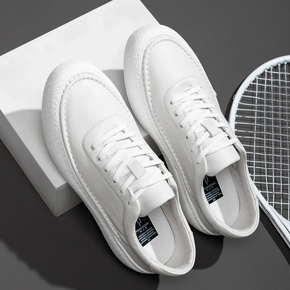 W&W Mode | Premium Leder Sneakers Mit Weißer Sohle